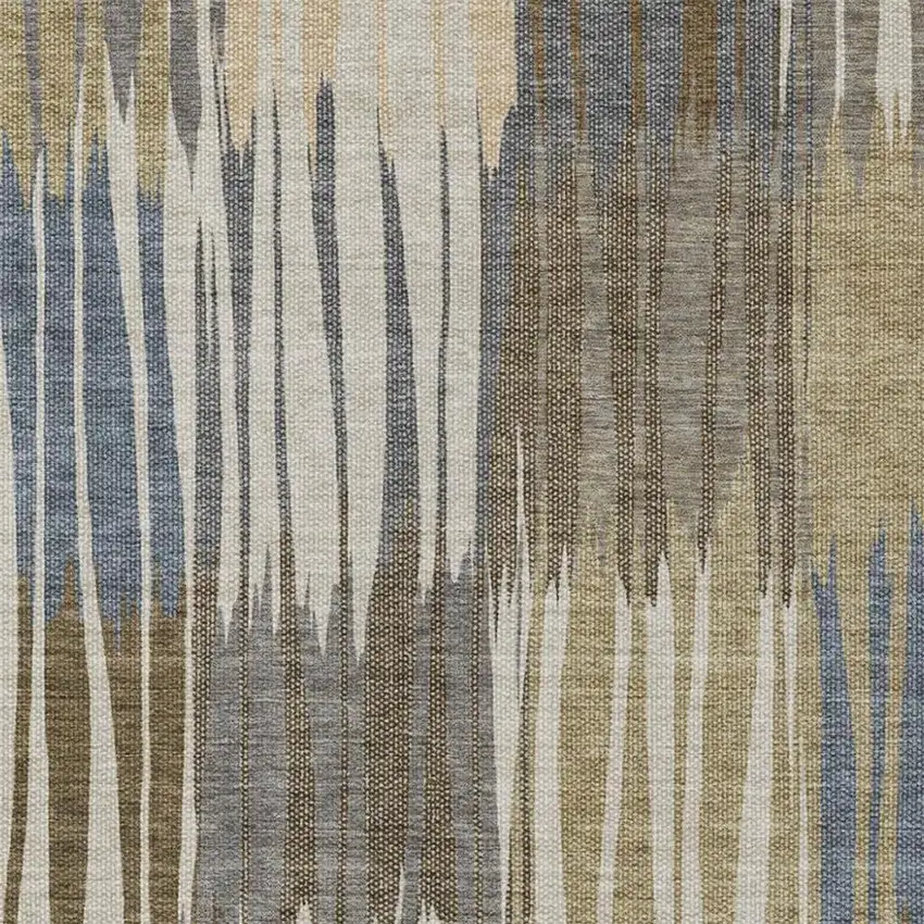 Beige And Brown Striped Washable Indoor Outdoor Area Rug Photo 2