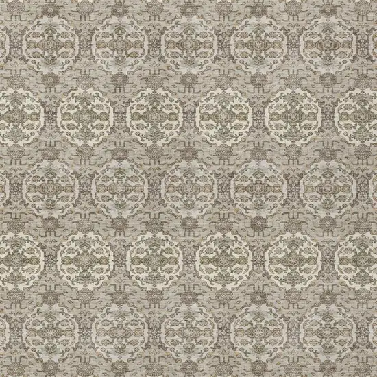 Beige And Brown Striped Washable Indoor Outdoor Area Rug Photo 2