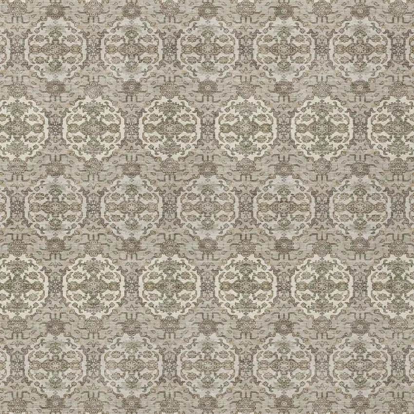Beige And Brown Striped Washable Indoor Outdoor Area Rug Photo 2