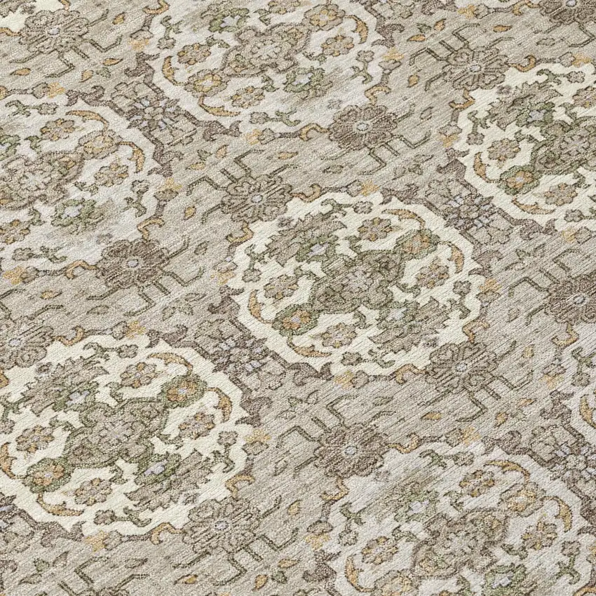 Beige And Brown Striped Washable Indoor Outdoor Area Rug Photo 5