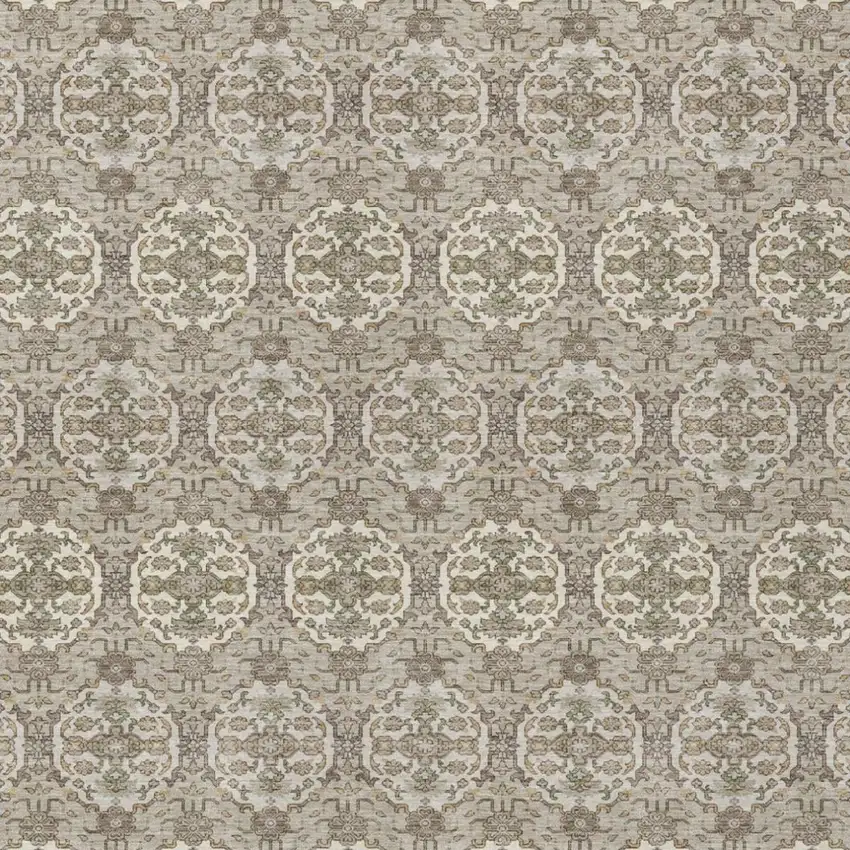 Beige And Brown Striped Washable Indoor Outdoor Area Rug Photo 3