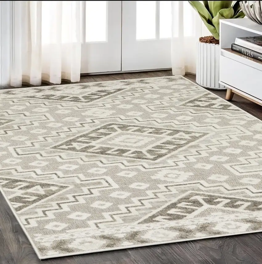 Beige And Brown Tribal Area Rug Photo 1