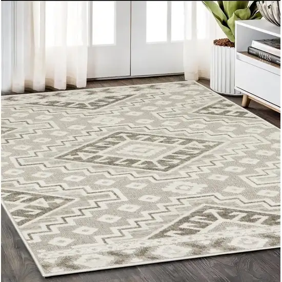 Beige And Brown Tribal Area Rug Photo 1