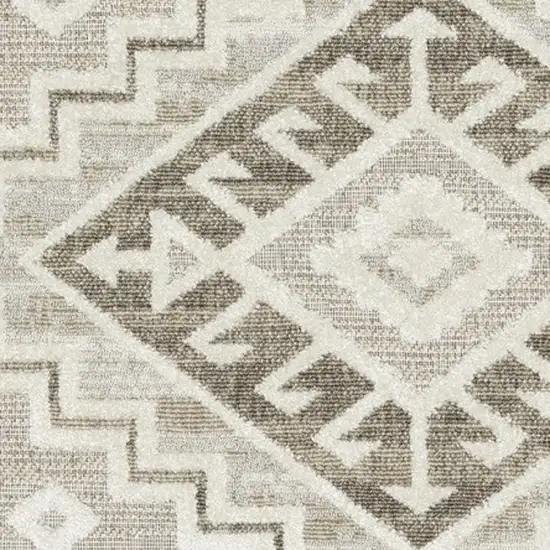 Beige And Brown Tribal Area Rug Photo 7