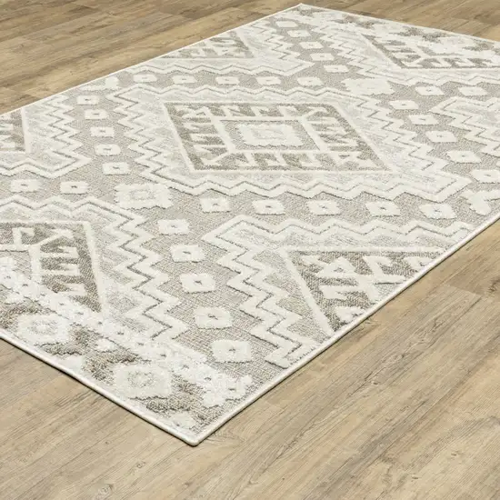 Beige And Brown Tribal Area Rug Photo 9