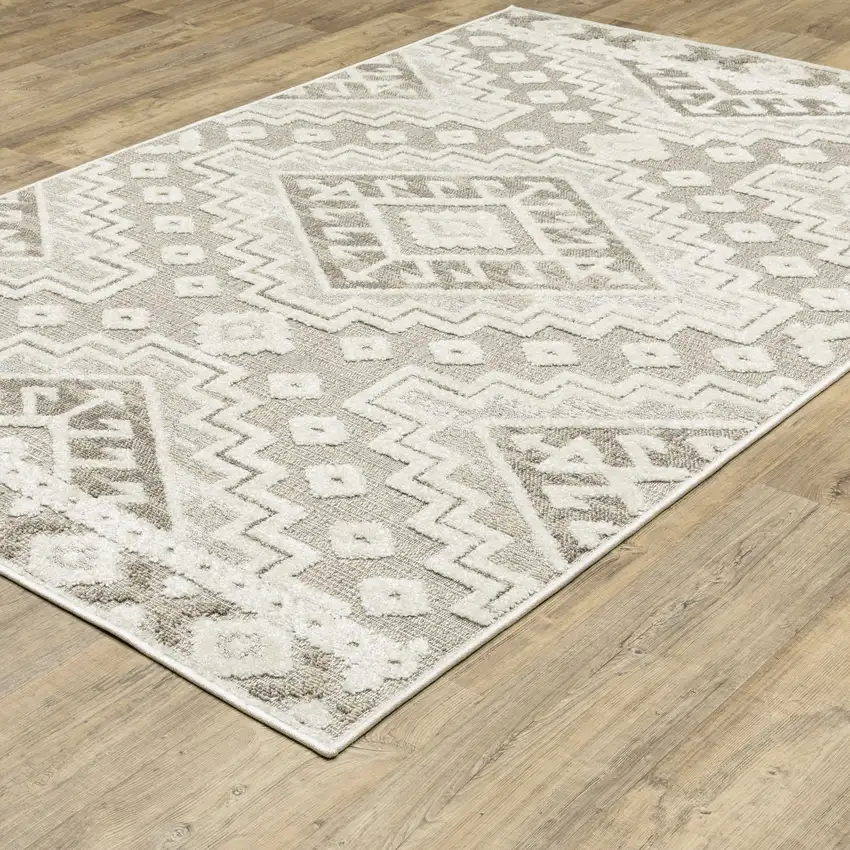 Beige And Brown Tribal Area Rug Photo 9