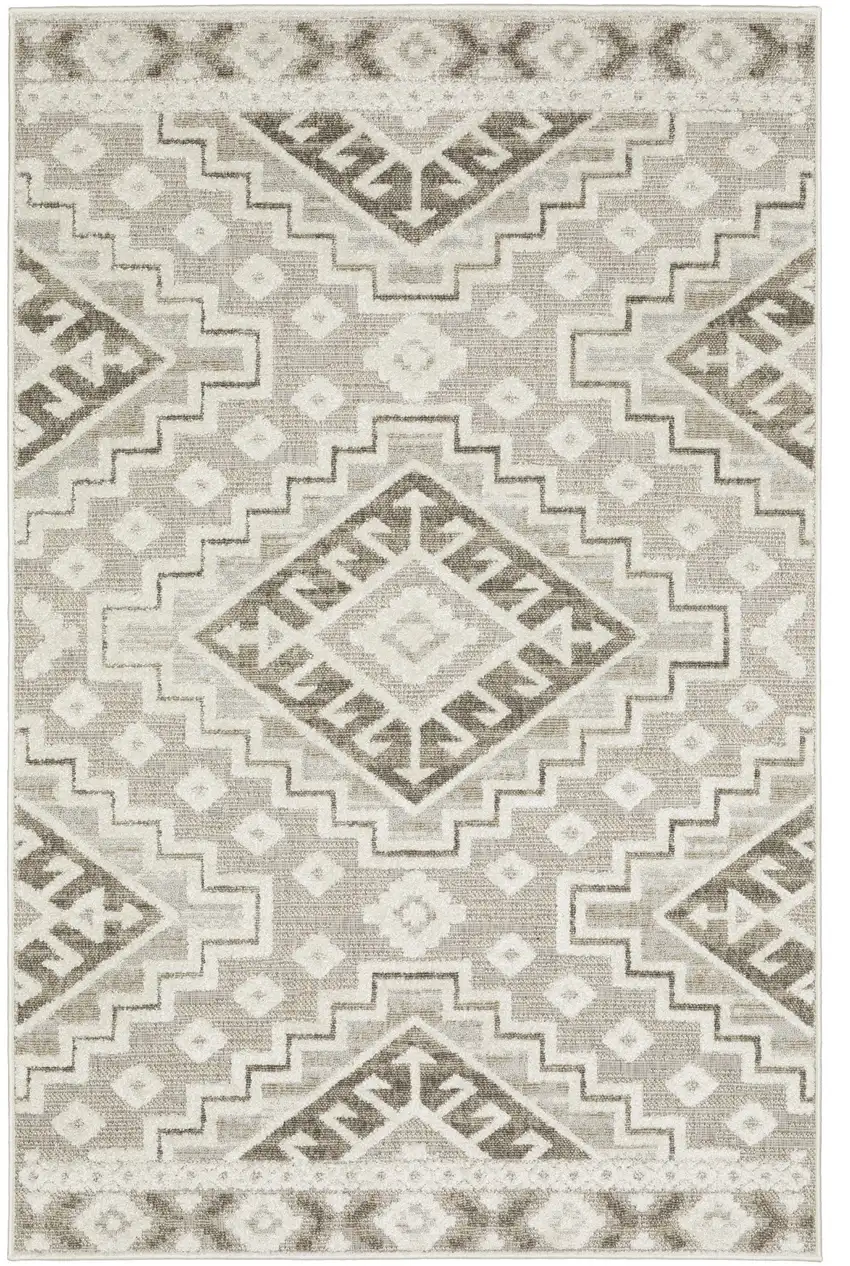 Beige And Brown Tribal Area Rug Photo 8
