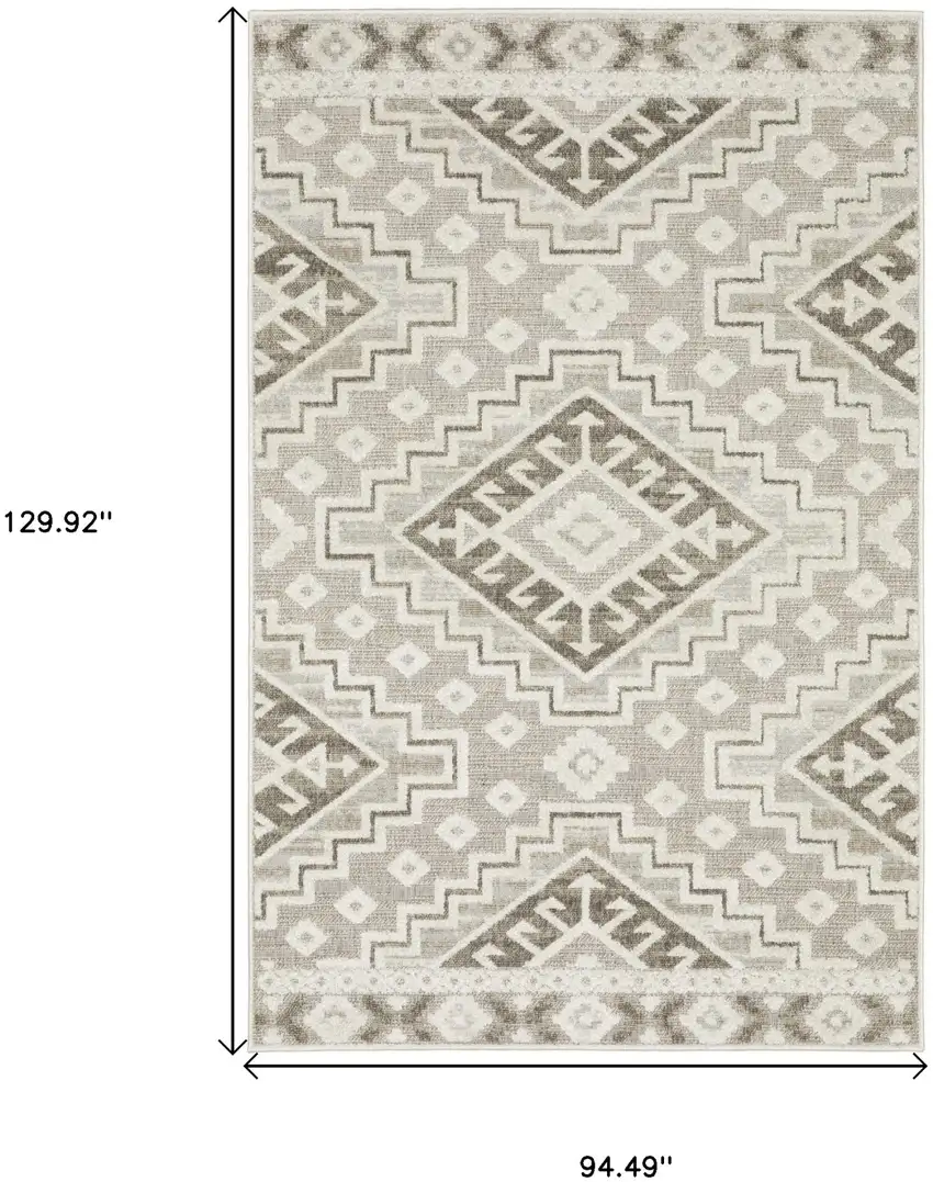 Beige And Brown Tribal Area Rug Photo 3