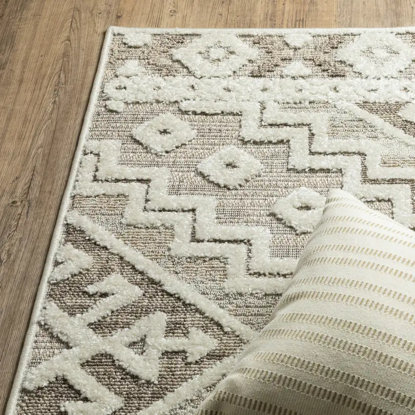 Beige And Brown Tribal Area Rug Photo 4
