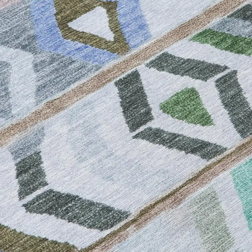 Beige And Brown Tribal Washable Indoor Outdoor Area Rug Photo 6
