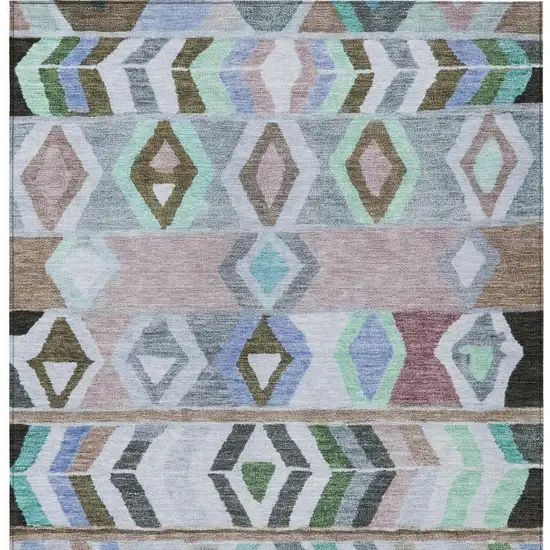 Beige And Brown Tribal Washable Indoor Outdoor Area Rug Photo 3