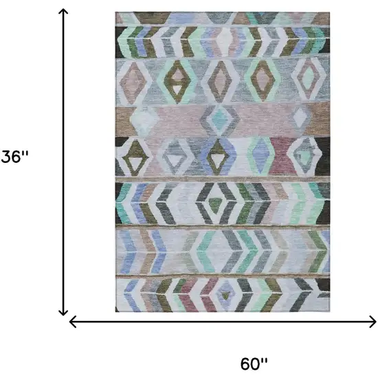 Beige And Brown Tribal Washable Indoor Outdoor Area Rug Photo 7