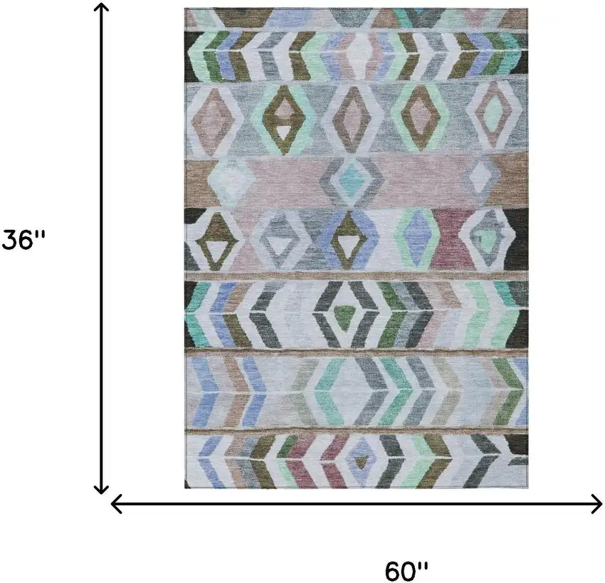 Beige And Brown Tribal Washable Indoor Outdoor Area Rug Photo 7