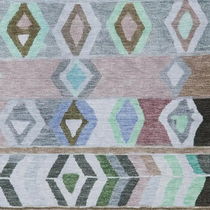 Beige And Brown Tribal Washable Indoor Outdoor Area Rug Photo 3