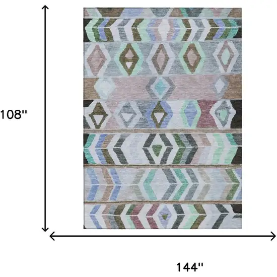 Beige And Brown Tribal Washable Indoor Outdoor Area Rug Photo 7
