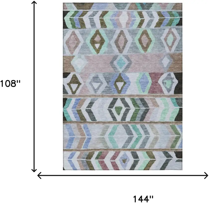 Beige And Brown Tribal Washable Indoor Outdoor Area Rug Photo 7