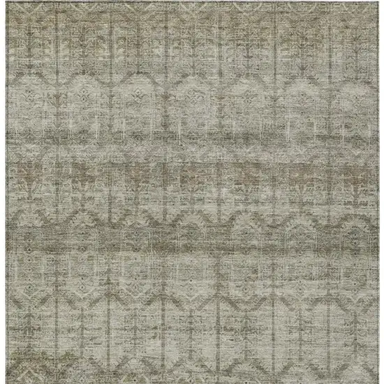 Beige And Brown Tribal Washable Indoor Outdoor Area Rug Photo 4