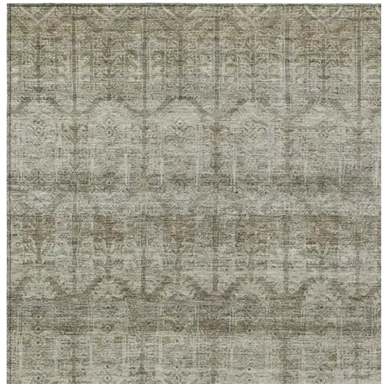 Beige And Brown Tribal Washable Indoor Outdoor Area Rug Photo 3