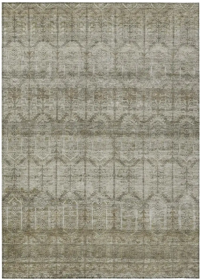 Beige And Brown Tribal Washable Indoor Outdoor Area Rug Photo 2