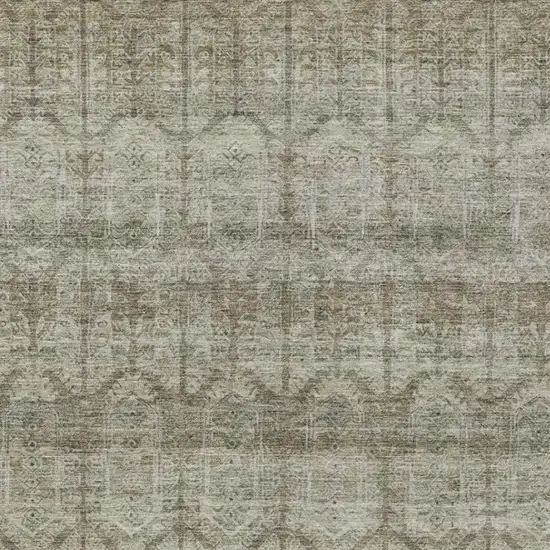 Beige And Brown Tribal Washable Indoor Outdoor Area Rug Photo 3