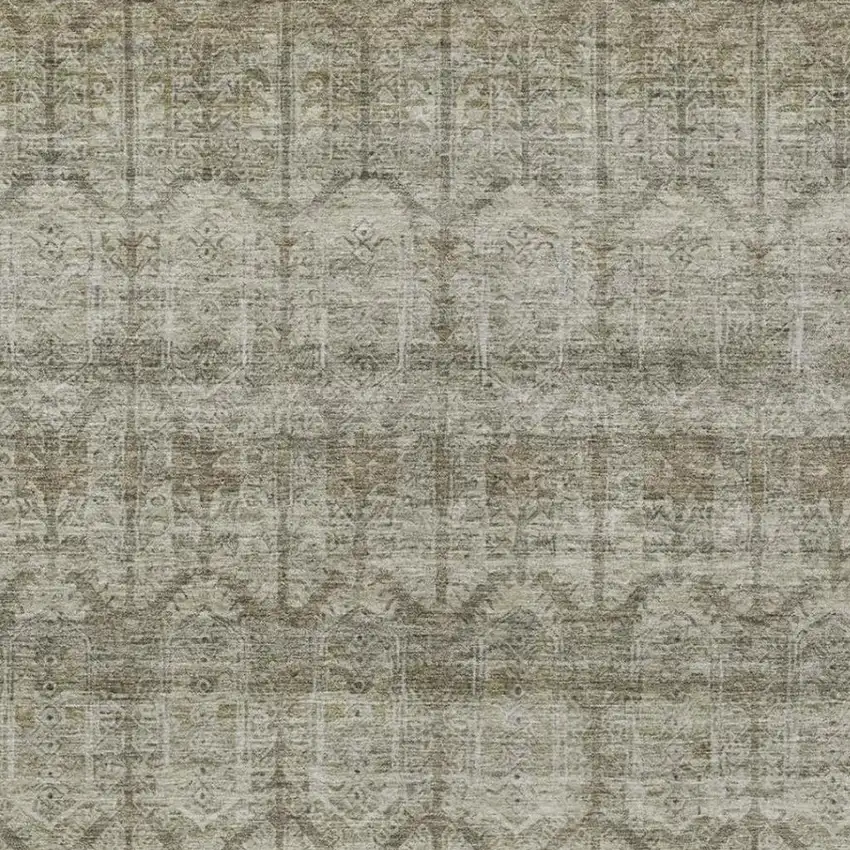 Beige And Brown Tribal Washable Indoor Outdoor Area Rug Photo 3