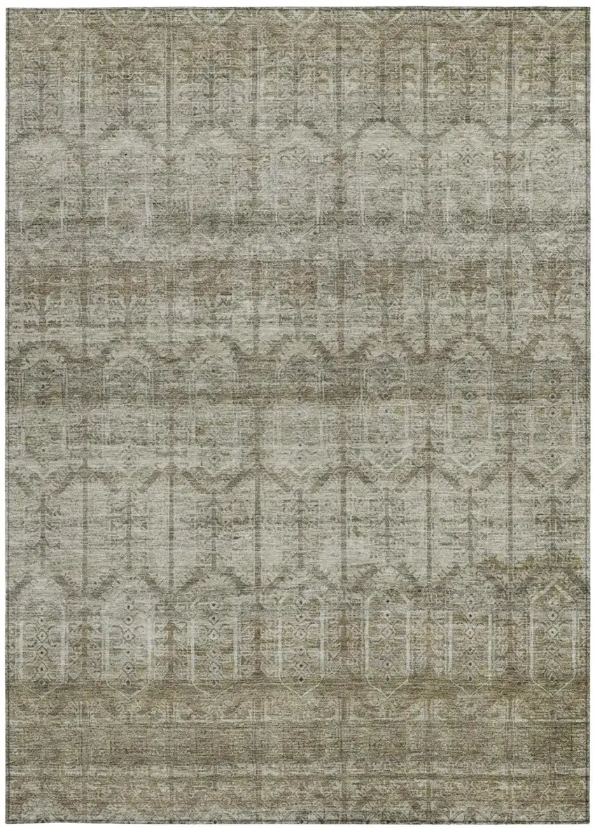 Beige And Brown Tribal Washable Indoor Outdoor Area Rug Photo 4