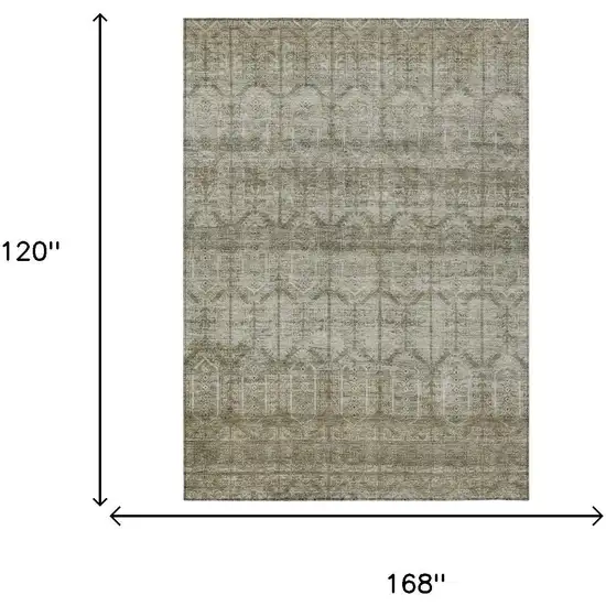 Beige And Brown Tribal Washable Indoor Outdoor Area Rug Photo 7