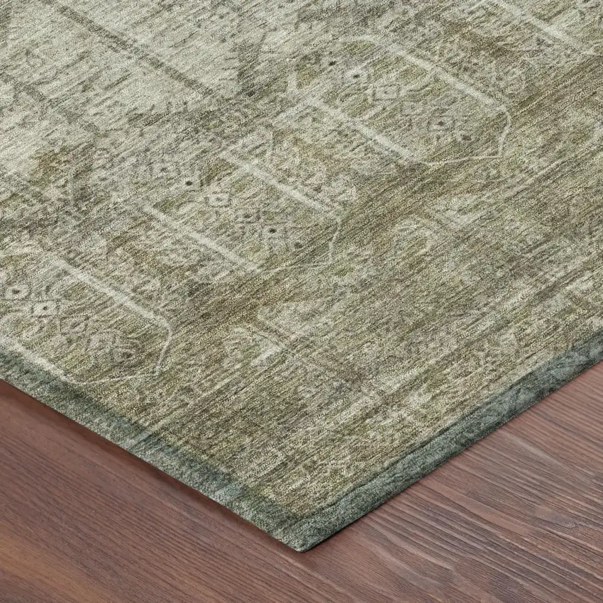 Beige And Brown Tribal Washable Indoor Outdoor Area Rug Photo 5