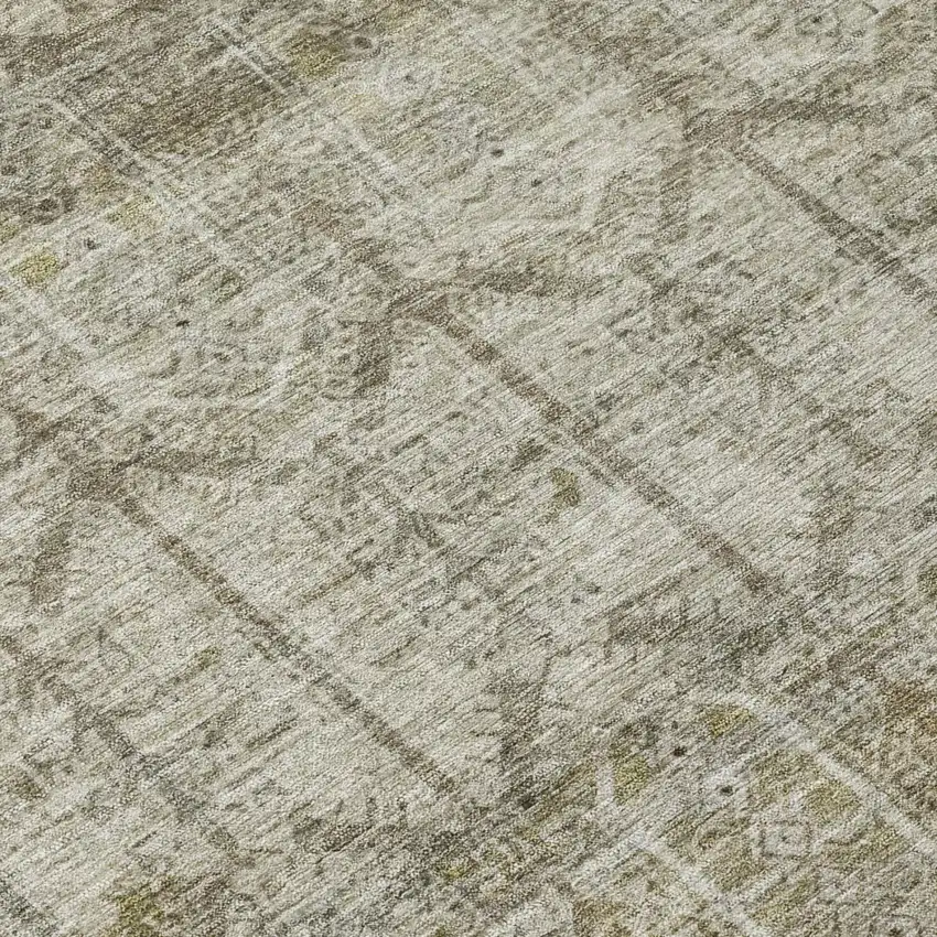 Beige And Brown Tribal Washable Indoor Outdoor Area Rug Photo 6