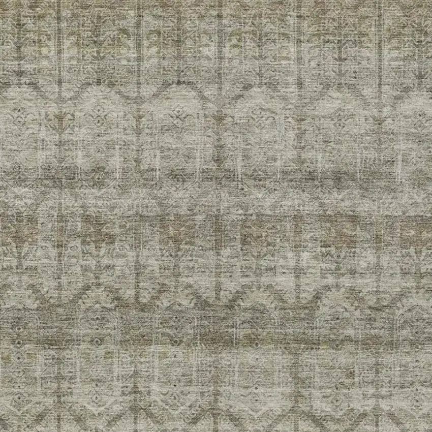 Beige And Brown Tribal Washable Indoor Outdoor Area Rug Photo 3