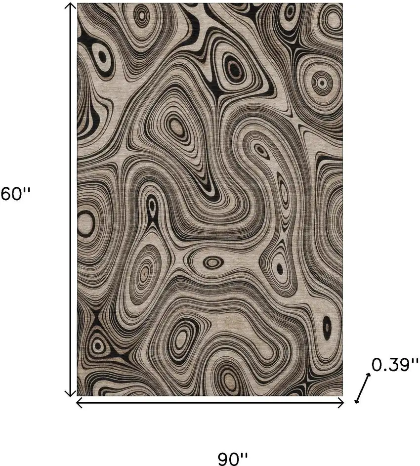 Beige And Charcoal Geometric Washable Area Rug With UV Protection Photo 9