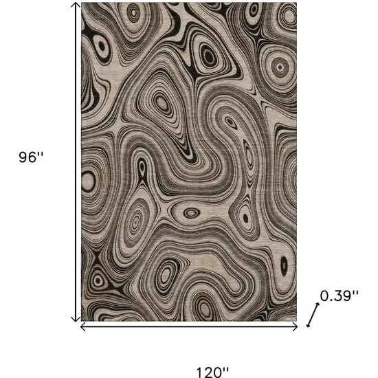 Beige And Charcoal Geometric Washable Area Rug With UV Protection Photo 9