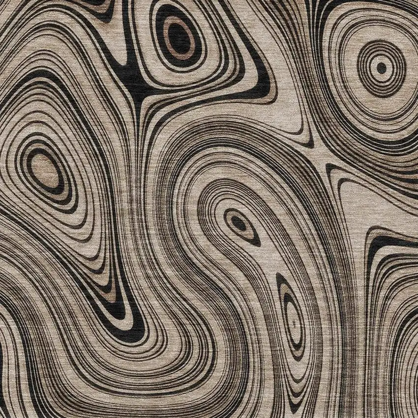 Beige And Charcoal Geometric Washable Area Rug With UV Protection Photo 3