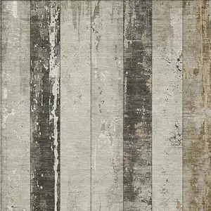 Photo of Beige And Charcoal Striped Washable Indoor Outdoor Area Rug