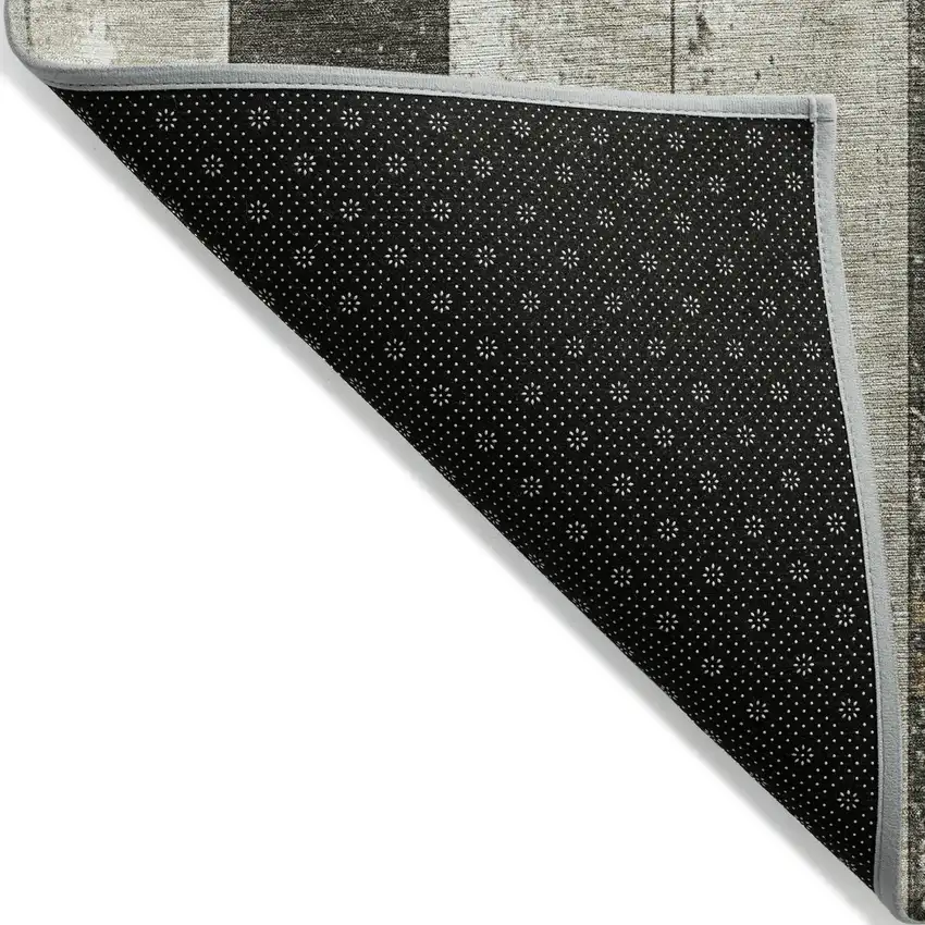 Beige And Charcoal Striped Washable Indoor Outdoor Area Rug Photo 4