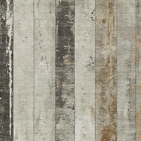 Beige And Charcoal Striped Washable Indoor Outdoor Area Rug Photo 4