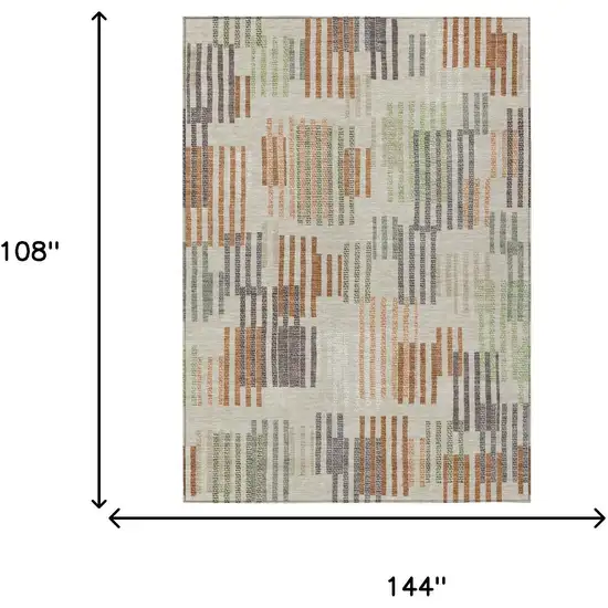 Beige And Charcoal Striped Washable Indoor Outdoor Area Rug Photo 6