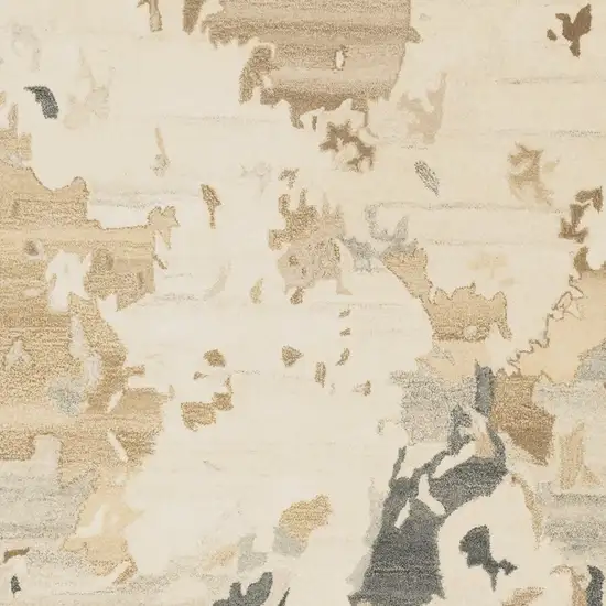 Beige And Charcoal Wool Abstract Hand Tufted Area Rug Photo 6