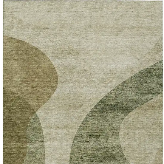 Beige And Chocolate Abstract Washable Indoor Outdoor Area Rug Photo 5