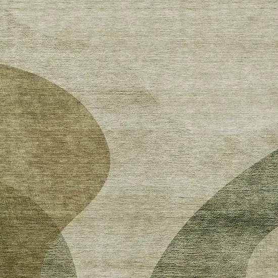 Beige And Chocolate Abstract Washable Indoor Outdoor Area Rug Photo 5