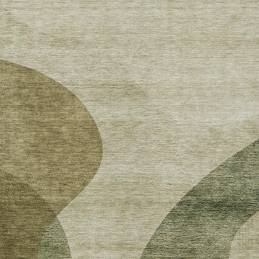 Beige And Chocolate Abstract Washable Indoor Outdoor Area Rug Photo 5
