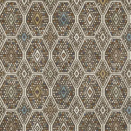 Beige And Chocolate Geometric Washable Indoor Outdoor Area Rug Photo 2