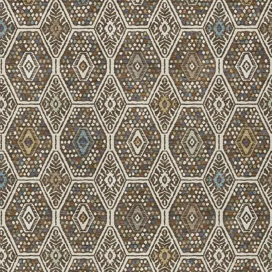 Beige And Chocolate Geometric Washable Indoor Outdoor Area Rug Photo 2