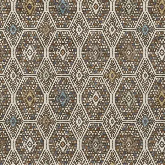 Beige And Chocolate Geometric Washable Indoor Outdoor Area Rug Photo 2