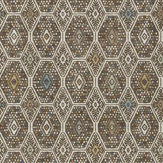 Beige And Chocolate Geometric Washable Indoor Outdoor Area Rug Photo 2