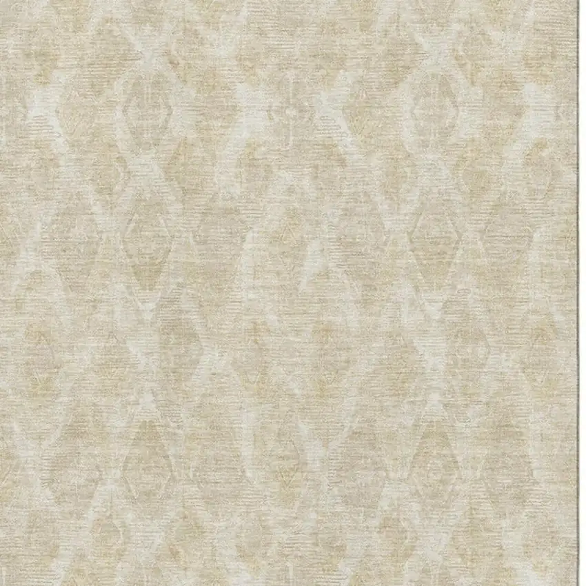 Beige And Coffee Diamond Washable Area Rug With UV Protection Photo 2
