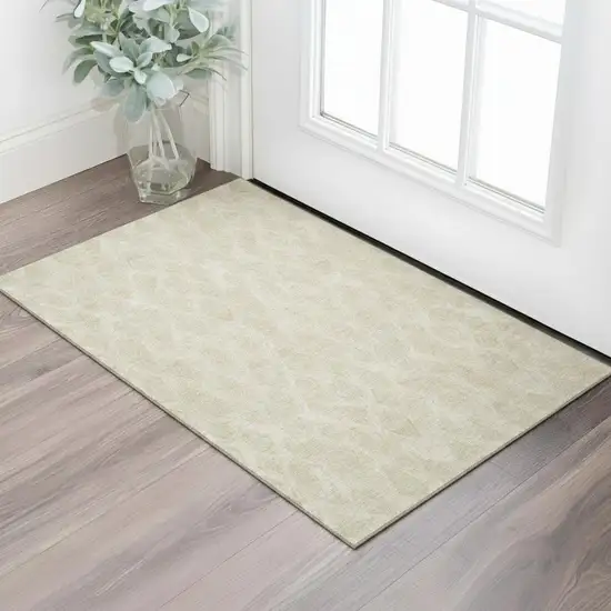 Beige And Coffee Diamond Washable Area Rug With UV Protection Photo 2