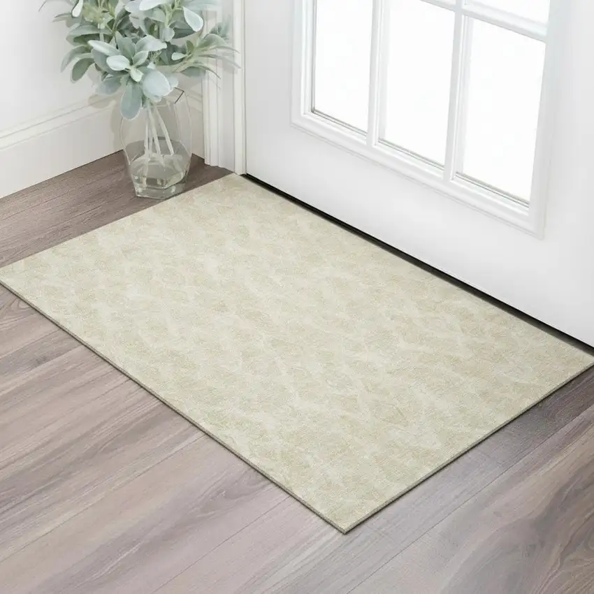 Beige And Coffee Diamond Washable Area Rug With UV Protection Photo 2