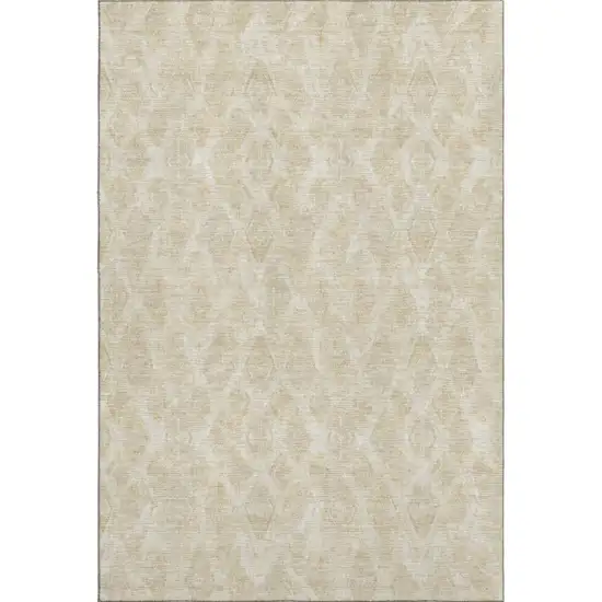 Beige And Coffee Diamond Washable Area Rug With UV Protection Photo 1