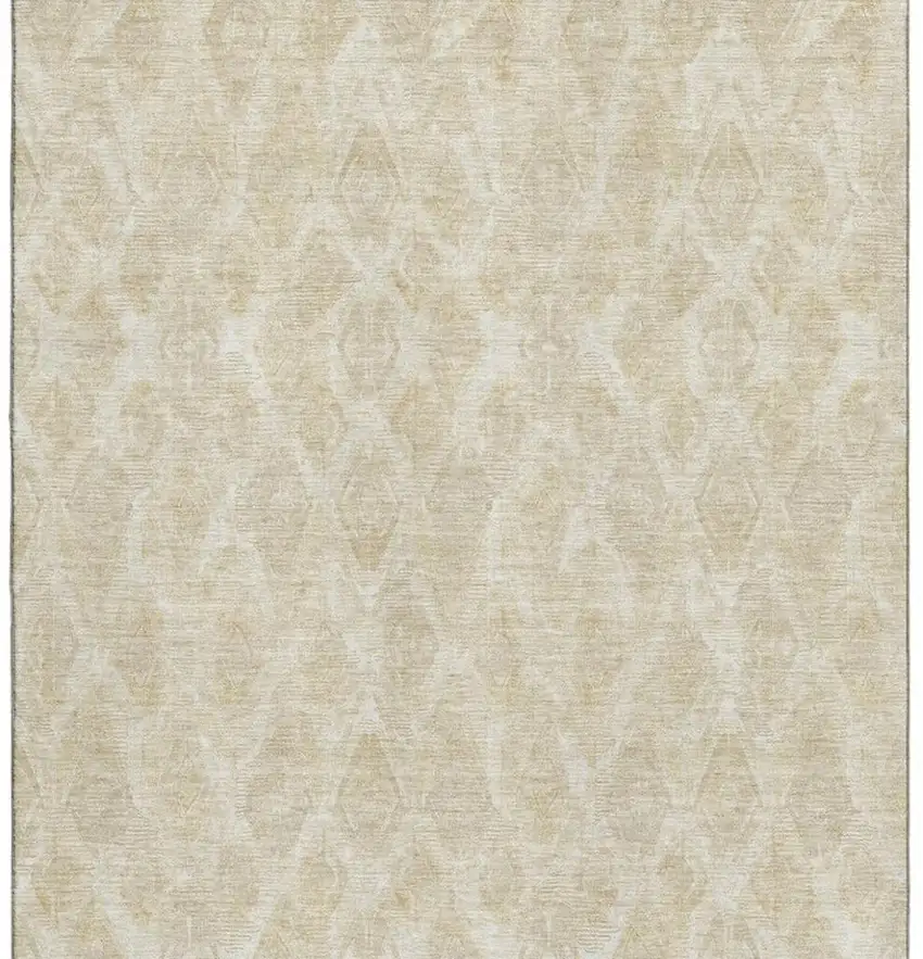 Beige And Coffee Diamond Washable Area Rug With UV Protection Photo 3